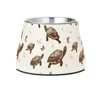 Pets Food Bowl with Stand Stainless Steel Cat Feeding Bowls for Slow Feed Cats Whisker Friendly Art Eastern Box Turtle Reptile