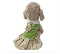 Pet's Fried Dough Twists Sweater for Autumn and Winter (Green Bow tie Dress, Large)