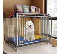 Pet's Home， Bold Square Tube Dog Cage, Basic Dog Crates, Dog Kennels Indoor, Square Tube on Three Sides, with Tray and Thickened Foot Pads