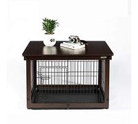 Pet's Home， Dog Crates Dog Cage Indoor Fence Fence Wooden Cat Cage Dog Cage Outdoor Dog House Tread Net Plus ABS Tray Plus Cage Plus Wood Cover Dark Brown Crate Kennel(M)