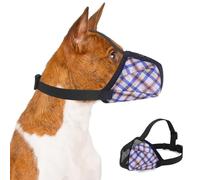 PET'S HUB Breathable Mesh Dog Muzzle, Ideal For Longer Nosed Dogs, Dog Muzzle, Training Muzzle Prevent for Barking Biting and Chewing. (Blue Strips, Medium)