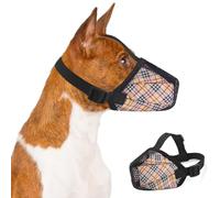 PET'S HUB Breathable Mesh Dog Muzzle, Ideal For Longer Nosed Dogs, Dog Muzzle, Training Muzzle Prevent for Barking Biting and Chewing. (Beige Strips, XX-Large)