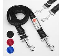 PET'S HUB Double-Ended Dog Lead, Large Size, 2m, Reflective, Adjustable Lengths, Hands-Free Running/Training, Leads for Dogs. (Black)