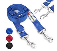 PET'S HUB Double-Ended Dog Lead, Large Size, 2m, Reflective, Adjustable Lengths, Hands-Free Running/Training, Leads for Dogs. (Blue)