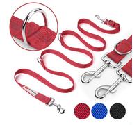 PET'S HUB Double-Ended Dog Lead, Large Size, 2m, Reflective, Adjustable Lengths, Hands-Free Running/Training, Leads for Dogs. (Red)