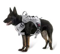 PET'S HUB Large Dog Harness, No Pull Pet Harness With 2 Lead Clips, Soft Padded Dog Vest Harness, Reflective & No-Choke Control Handle. (Grey, Large)
