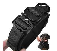 PET'S HUB Nylon Dog Collar with Safety Buckle, Adjustable Pet Collars with Soft Neoprene Padding, Dog Collar. (Black, Medium)