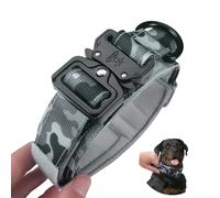 PET'S HUB Nylon Dog Collar with Safety Buckle, Adjustable Pet Collars with Soft Neoprene Padding, Dog Collar. (Camo White, Large)