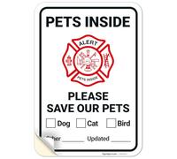 Pets Inside Please Save Our Pets Sign, 10x7 Inches, 4 Mil Vinyl Decal Stickers Weather Resistant, Made in USA by Sigo Signs