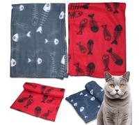 Pets Instinct Small Soft Fleece Fish Print Pets Cat Kitty Kittens Blanket Cat Bed Blankets 80 x 60 cm (Pack of 10 Mix Coloured Blankets)