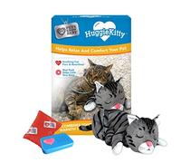 Pets Know Best HuggieKitty Cuddly Cat Toy, Soothing Sound & Warmth Help Relax & Comfort Your Pet- Purr & Heartbeat, Heating Pack- Grey
