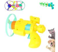 Pets Light-Up Flying Disc Cat Launcher Set,Interactive Cat Fetch Toy with 3 Colorful Discs + 1 LED Propeller, Safe PP Flying Saucer for Chasing & Exercise, No Batteries Needed (yellow)
