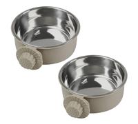 Pets Lightweight Stainless Steel Dog Bowl,Removable Stainless Steel Pet Kennel Hanging Food Water Feeder Bowl Cage Coop Cup for Puppy Medium Dog Cat Rabbit Ferret Bird…