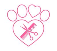 Pets Love Grooming Scissors Comb Paw Print Wall Stickers 54x54.5cm It Won't Fall Off L-Pink