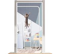 Pets Proof Screen Door 130×220cm Zipper Screen Door Sliding Door Cat Door Net Mesh Zipper Door Strong Double Pull Zipper Bedroom Kitchen Patio Pet Scratch Proof Screen ( Color : White , Size : 130x220