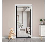 Pets Proof Screen Door Mesh Zipper D Model Full Strip Zipper Closure Easy Install Thickened Pet Door Mesh Screen With Hook And Loop Tape For Pet Home Living Room Doors(95x220cm)