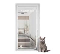 Pets Proof Screen Doors Cat Door Mesh, Custom Size Anti Mosquito Fly Curtain Nets with Zipper, Balcony Bedroom Fly Screen Door, Prevent Pet Escape Door Curtains (Custom Size)