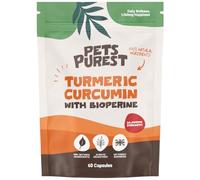 Pets Purest 100% Natural Premium Turmeric For Dogs 10,000mg with Active Bioperine Cats, Horses & Pets Powerful Antioxidant Supplement For Joints & Hips 60 capsules