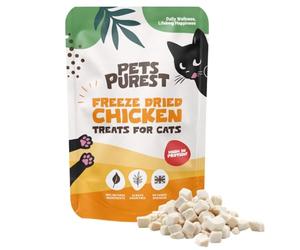 Pets Purest Cat Treats, 100% Chicken Freeze Dried Cat Treats, High Protein - Low Fat Treat for Cats & Kittens 50g