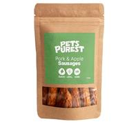 Pets Purest Natural Dog Treat Chews - 100% Healthy Air-Dried Pork & Apple Sausage Meat Treats for Dogs, Puppy & Senior. Grain & Gluten Free Low Fat Raw Protein Dog Food Snack (200g)
