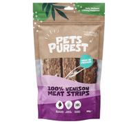 Pets Purest Venison Treats for Dogs, Air-Dried Venison Meat Strips - 100% Natural Dog Chews, Grain Free, Raw, Low Fat Dog Treats Suitable for Puppy & Senior - 100g
