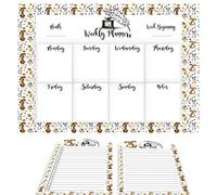 Pets Recycled A4 Desk Top Weekly Planner organiser Desk pad 52 Pages To Do List Pad & Note Pad Xmas Gifts Daily Planning Shopping Lists Office Students Family Made in UK Magnetic Backing (Cute Dogs)
