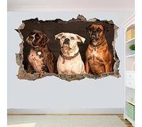 Pets Three Boxer Dogs Wall Stickers 3D Art Mural Posters Office Home Decor