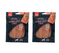 Pets Unlimited Large Salmon Filet Strips, 100% Natural delicious and healthy treat with no artificial colours flavours or preservatives,150 g (Pack of 2)