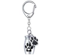 Pets Urn Keychain - Paw Print Keyring Cremation Ashes Pendant | Pet Cremation Jewelry, Ashes Memorial Keepsake for Cats, Dogs, Kitten, Pets