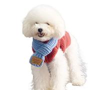 Pets Warm Scarf Dog Scarf Pet Knitting Bib Teddy Puppy Autumn Small Dog Bandana Cat Winter Bandanas Holiday Decoration Scarf (M, Blue)