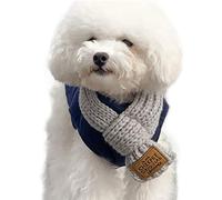 Pets Warm Scarf Dog Scarf Pet Knitting Bib Teddy Puppy Autumn Small Dog Bandana Cat Winter Bandanas Holiday Decoration Scarf (S, Gray)