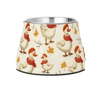 Pets Water&Food Bowls Non Skid Stainless Steel Cats Basic Bowls for Small Pet Whisker Relief Autumn Fall Duck Orange Scarves