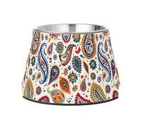 Pets Water&Food Bowls Non Skid Stainless Steel Cats Basic Bowls for Small Pet Whisker Relief Boho Bandanas Paisley Coloful
