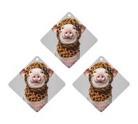 Pets Wearing Leopard Print Car Air Freshener, 3 Pcs Rhombus Hanging Air Freshener Cards, Long Lasting Fragrance Scented Cards for Car, Home, Office Black-style