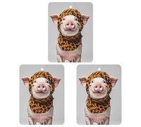 Pets Wearing Leopard Print Car Air Freshener, 3 Pcs Square Hanging Air Freshener Cards, Long Lasting Fragrance Scented Cards for Car, Home, Office Gray-style