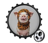 Pets Wearing Leopard Print Magnetic Bottle Opener, Space Saving Kitchen Tool, Funny Beer Opener & Refrigerator Magnet for Camping, Traveling Camping Black-style