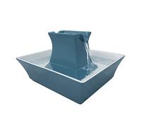 PetSafe Drinkwell Pagoda Fountain - Hygienic Ceramic Continuous Flowing Fountain - Elevated Upper Bowl & Double Free-Falling Stream Design - Minimalist Pet Hydration Station - 2 Litre Capacity - Blue