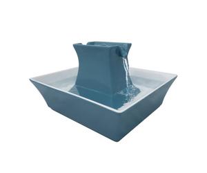 PetSafe Drinkwell Pagoda Fountain - Hygienic Ceramic Continuous Flowing Fountain - Elevated Upper Bowl & Double Free-Falling Stream Design - Minimalist Pet Hydration Station - 2 Litre Capacity - Blue