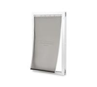 PetSafe Freedom Aluminum Pet Door for Dogs and Cats - Solid Durable Frame - Extra-Large, White, Tinted Flexible Vinyl Flap - Includes Closing Panel