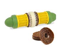 PetSafe Treat Ring Holding Chew Toy, Corn - BPA-free Rubber - Butter Scented - Interactive Pet Puzzle for Boredom or Separation Anxiety - Small to Large Dogs