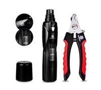 Petsaunter Dog Nail Grinder, Dog Nail Trimmers and Clippers Kit, 2-Speed and LED Light, Powerful Touch-Switch, Quiet and Low-Vibration Pet Nail Trimmers for Large Dogs, Medium, Small Dogs Cats Pets