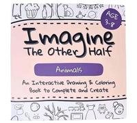 PETSBURG Imagine The Other Half: Interactive Kids Creative Drawing & Coloring Book, Mini Coloring Book with Animal & ABC Comfy Patterns, Easy And Fun Drawing Activity Book, for Kid Ages 3-8 (#B)