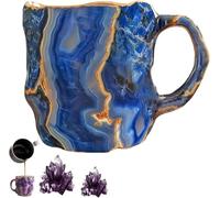 PETSBURG Mineral Crystal Coffee Mug, Amethyst Coffee Mug, 3D Crystal Coffee Mugs, Crystal Decorative Mug, Mineral Crystal Coffee Mug Gift for Home & Office (Blue)