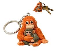 PETSBURG Protect Punch The Monkey Keychain, Cute Monkey Holding Plush Toy Keychain, 3D printing Cute Gorilla & Orangutan Toy Keychain,Soft Stuffed Animal Keyring for Backpack Purse Car Keys