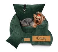Petsen Dog Car Seat for Small Medium Pet, Cosy Puppy Car Booster Seat with Storage Pocket, Dog Travel Bed, Washable Safety Basket Seat with Leash (Bottle green, 23,5 in x 23,5 in x 11,8 in)