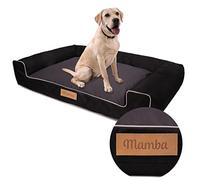 Petsen Personalised Washable Dog Bed for Large and Medium Dogs, Sofa bed, Easy to clean Dog mattress, Pet Pillow with DOG's NAME (Black + grey, XXL)