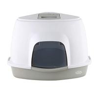 Petsentials Corner Litter Tray with Hood - Grey | Space-Saving Triangular Cat Litter Box With Lid | Durable & Spill-Proof, Easy to Clean - Excellent Odour Control for All Cat Breeds