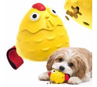 PetSetGo Dog Treat Dispenser Toy with Squeaker, Interactive Chicken Puzzle Toy with Strap, Slow Feeder Enrichment Toy for Puppies & Small Medium Dogs, Boredom Relief Training Toy