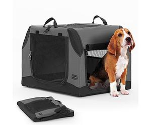 Petsfit 30 inch Dog Crate, Easy On The Go, Easy to Stow, Adjustable Compatibility, Indoor and Outdoor Lightweight Soft Dog Crate for Car 76 cm L x 50 cm W x 49 cm H Grey
