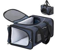 Petsfit Airline Approved Cat Carrier,Soft Travel Carrier for Small Dogs, Two-Way Placement Cat Bag Soft-Sided Airline Pet Carrier for Kittens, Puppies up to 15 Lbs, Navy Blue
